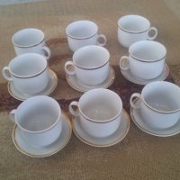 Чашки за кафе и чай с чинийки, златен кант, снимка 4 - Чаши - 26608162