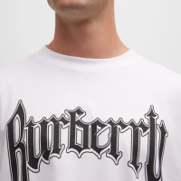 BURBERRY White Gothic Rock Logo Print Oversized Мъжка Тениска size XL, снимка 5 - Тениски - 43872486