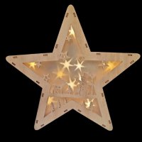 ⭐ Дървена светеща настолна фигурка Звезда, снимка 1 - Декорация за дома - 42978248