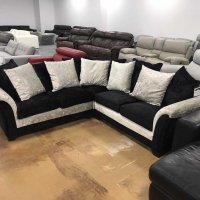 Нов Ъглов диван от плат цвят - черно и сиво, материал плюш, снимка 1 - Дивани и мека мебел - 39687922