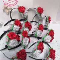Страхотна диадема с рози бяла и червена! , снимка 10 - Шноли, диадеми, ленти - 32576337
