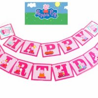 Пепа Пиг peppa pig Happy Birthday надпис розов Банер парти гирлянд декор рожден ден, снимка 1 - Други - 28583903
