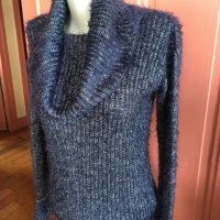 Morgan marine S стилен пухкав мек пуловер с шал яка дълъг ръкав, снимка 1 - Блузи с дълъг ръкав и пуловери - 27273098