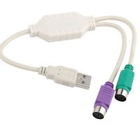 Преходник USB M / 2хPS2 F , 20 см, за мишка и клавиатура с PS/2 порт, снимка 1 - Кабели и адаптери - 43061523