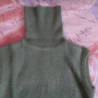 Тъмно зелен пуловер поло без ръкави, снимка 3 - Блузи с дълъг ръкав и пуловери - 27592740