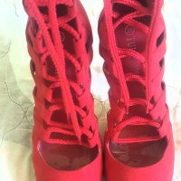 "Tulipano"-червени уникални обувки, снимка 1 - Дамски обувки на ток - 43483804