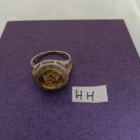 Сребърен пръстен с позлата Буква НН, снимка 2 - Пръстени - 43937681