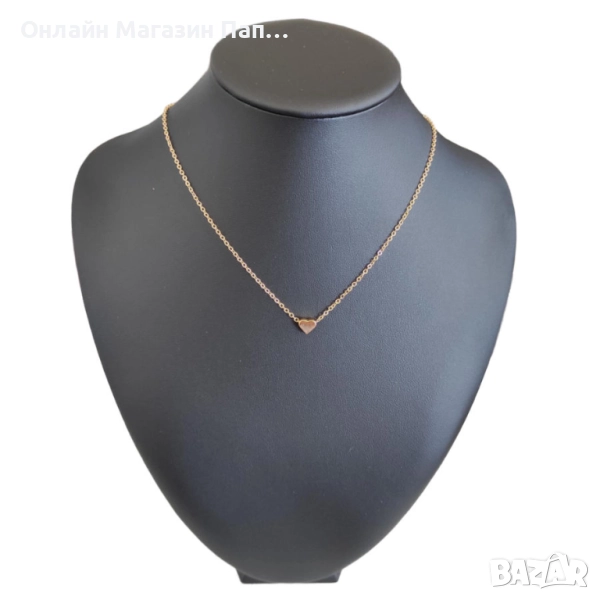 Верижка със сърчице – цинкова сплав с 14K златно покритие, снимка 1