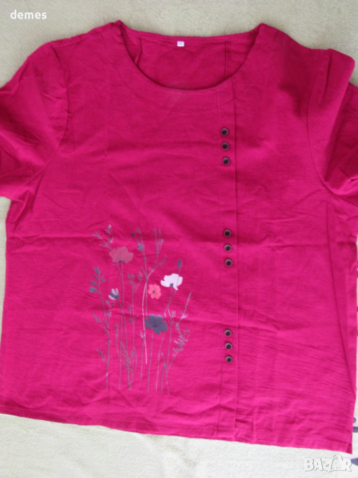 Дамска лилава блуза райе от тафта, размер XXL, снимка 1