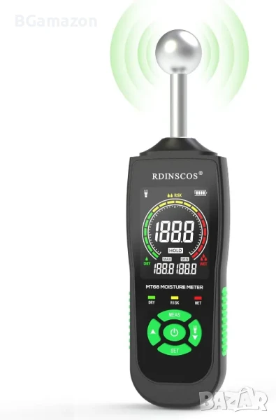 НОВ влагомер за стена RDINSCOS, зидария, дърво, замазка, бетон, мазилка с топка, снимка 1
