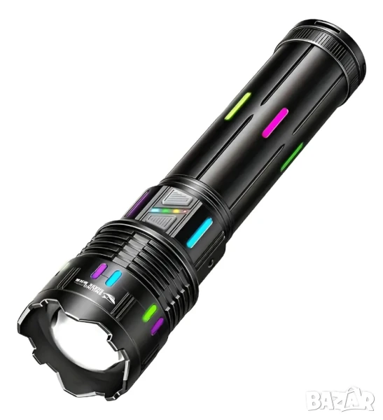 Акумулаторен мощен алуминиев LED фенер с осветяване над 1000 метра, снимка 1