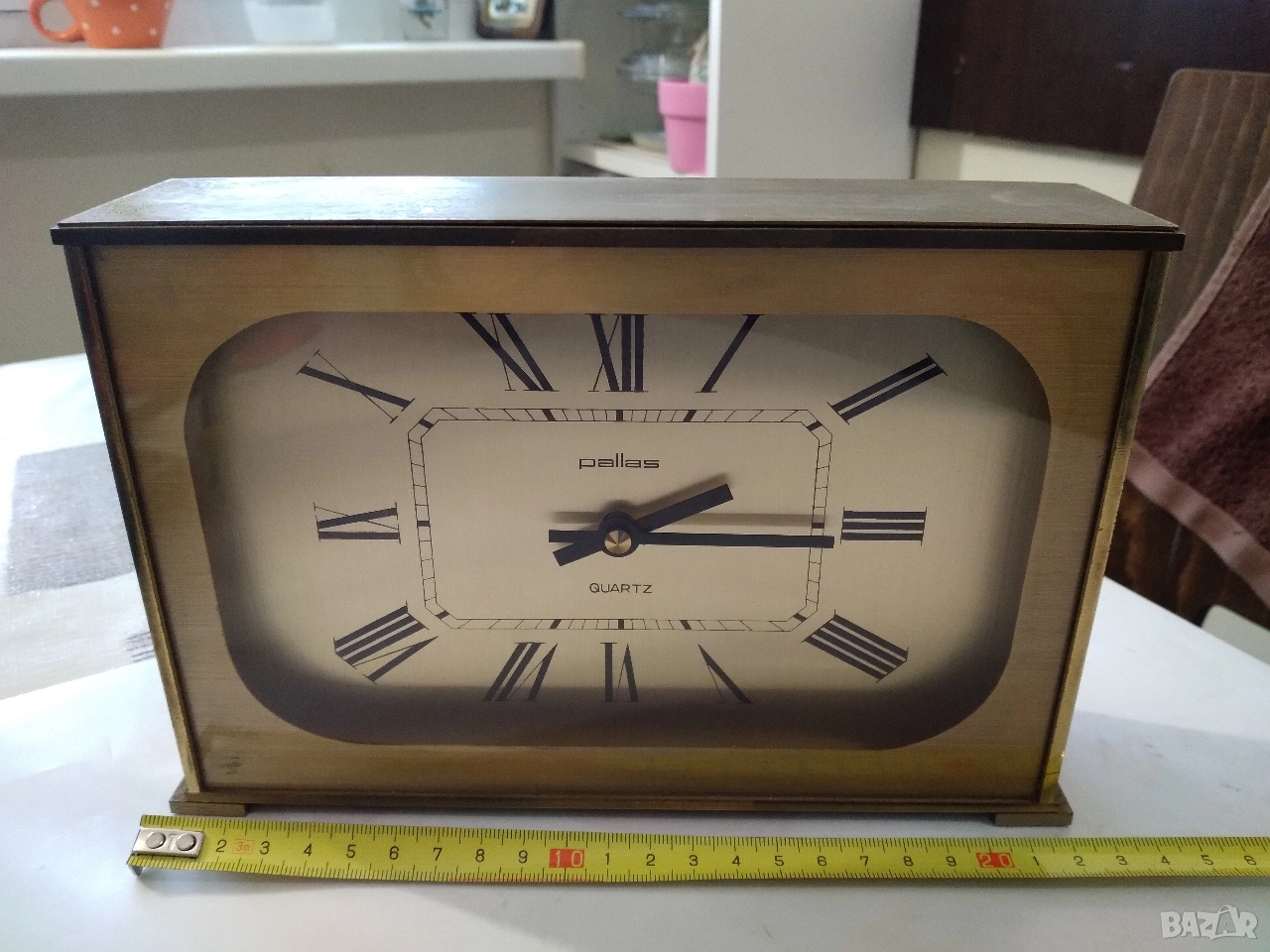 Месингов настолен часовник Pallas Quartz, снимка 1