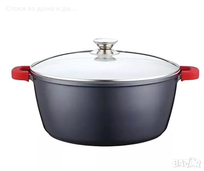 ✨Тенджера Bachmayer BM 259, Вместимост 13 л, 36 см. Диаметър, Алуминий, С капак, Черен , снимка 1