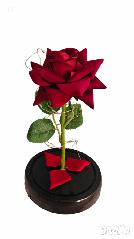 Осветена роза в стъкленица с подаръчна кутия , снимка 1