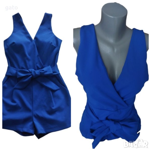 Къс елегантен син гащеризон, снимка 1