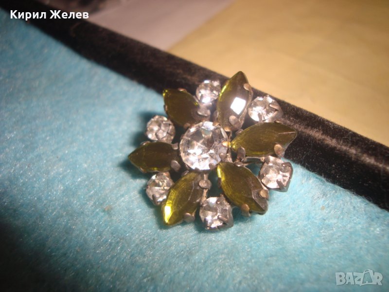 СТАРА ФЛОРАЛНА АРТ НУВО БРОШКА - ЦВЕТЕ с ОЛИВИН и ЦИРКОН КАМЪНИ 27190, снимка 1