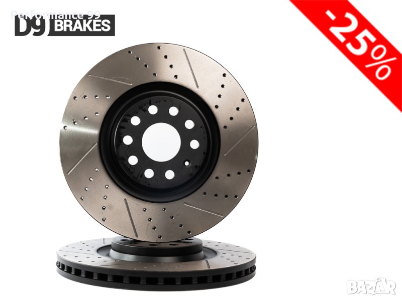 Надупчени и нарязани предни спирачни дискове 340ммх30мм Audi, Cupra, Seat, Skoda, VW, снимка 1