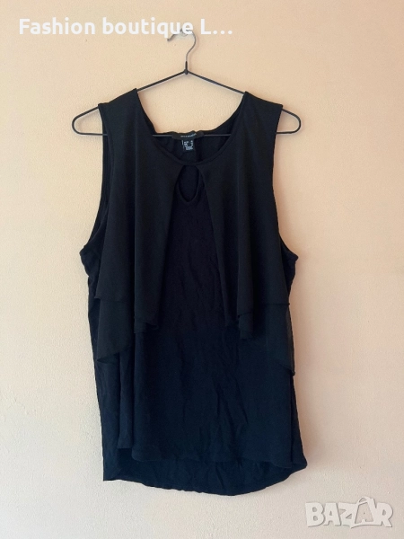 Черен памучен потник 46 размер на марката Atmosphere с тюлени воали отпред 🖤, снимка 1