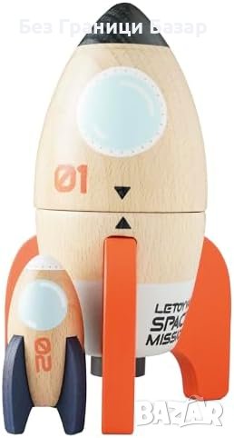 Нова Дървена Играчка Ракета Le Toy Van - Образователна, Без Пластмаса, снимка 1