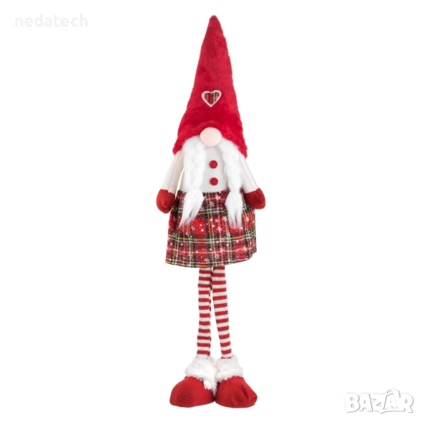 Гном с плитки, червена рокля и шапка, 80 см, снимка 1