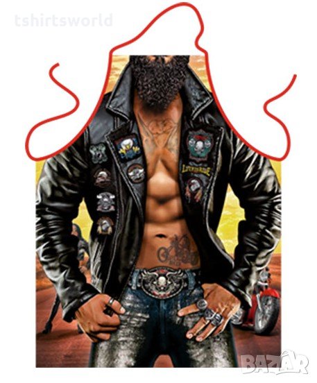 Нова мъжка забавна готварска престилка Рокер, снимка 1