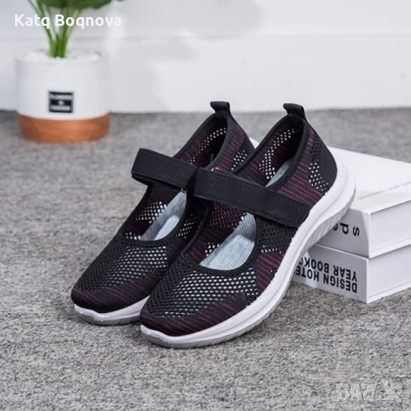 Летни дамски мрежести обувки Sai в черно и бяло, размери: 36-41, снимка 1