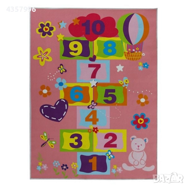 Декоративен правоъгълен килим за деца, Розов, снимка 1