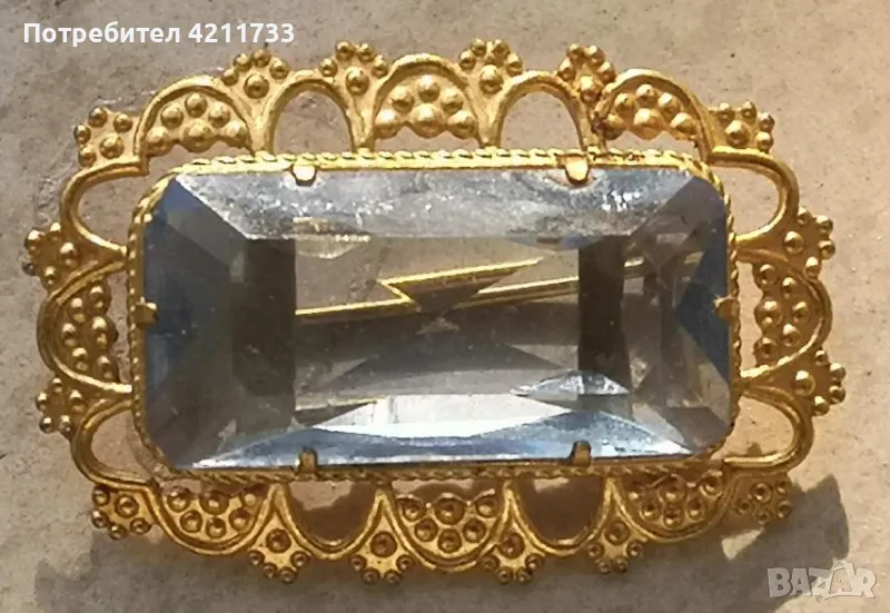 стилна брошка 3 см Нова с хубав камък, снимка 1