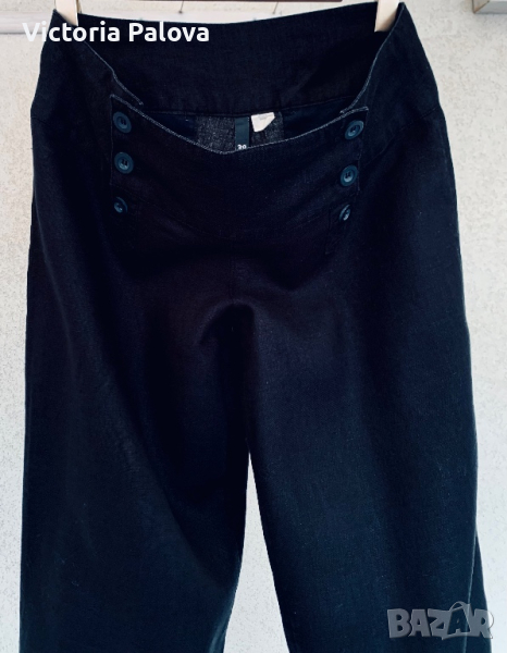Модерен ленен панталон широк крачол, снимка 1
