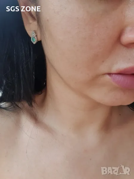 Обеци с Изумруди и Диаманти., снимка 1