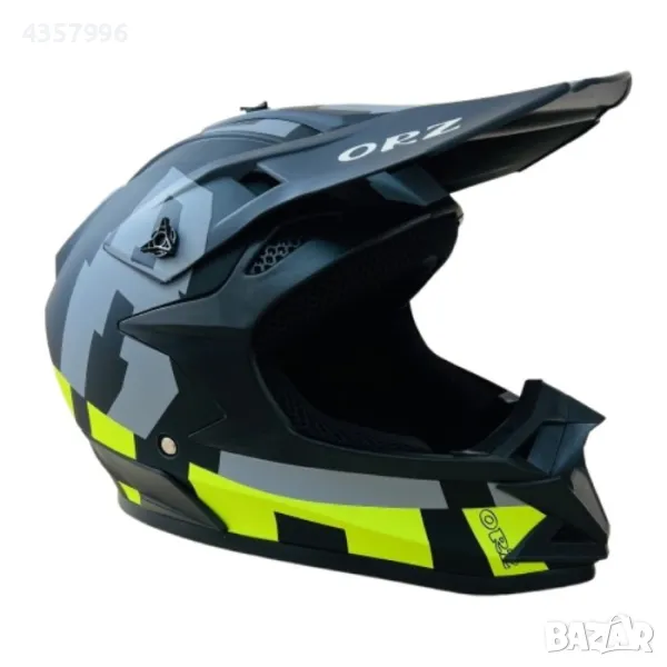 Кросова каска черно с неон и графит, За мотор, Атв, Велосипед, S, M., снимка 1