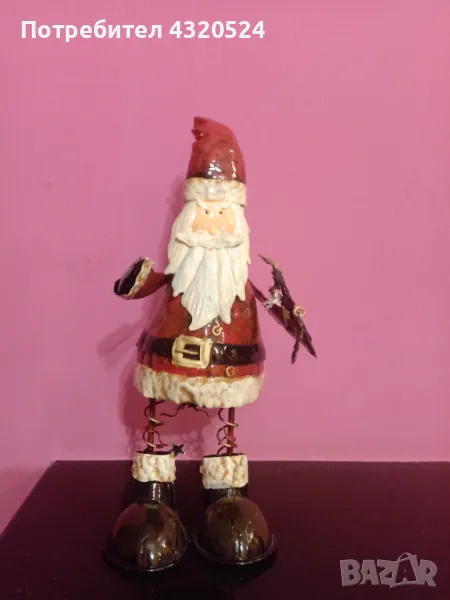 Ретро Дядо Мраз коледна украса от метал, снимка 1