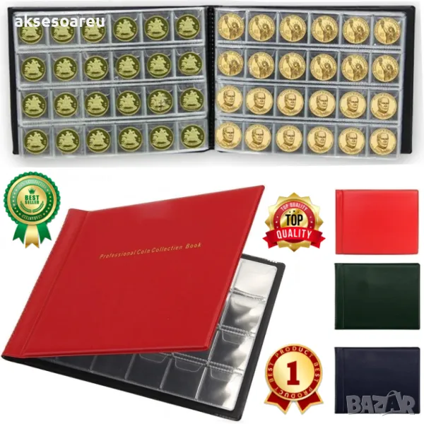Кожен класьор албум с капачета за 240 монетни пари книга колекция за събиране на монети подарък за с, снимка 1