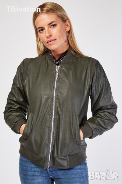 Черно кожено яке бомбер, снимка 1