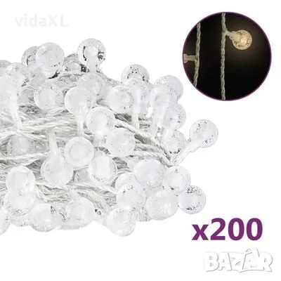 vidaXL Светещи топки стрингове 20 м 200 LED топло бяло 8 функци(SKU:328810)и, снимка 1