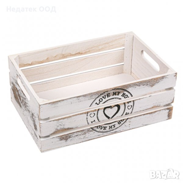Великденска декорация,Дървена кутия, Бял/ сива, 30x20x12 см, снимка 1