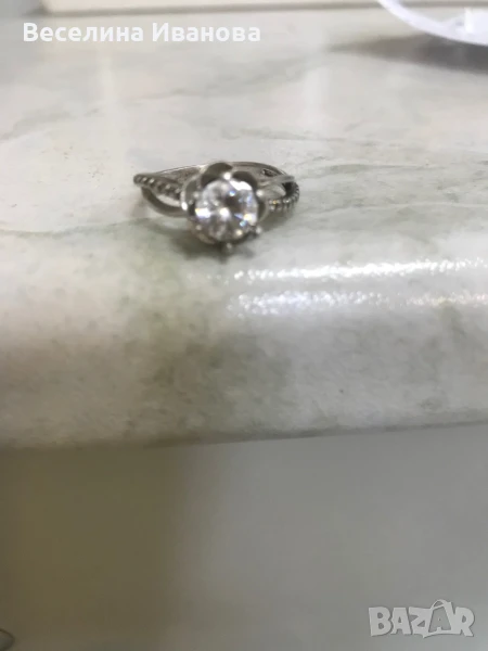 Сребърен пръстен с мойсанит и диаманти, снимка 1
