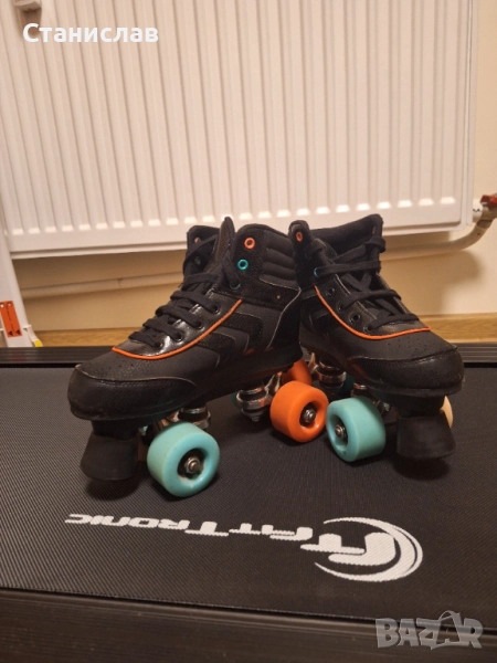 Ролкови кънки Oxelo Kid's Roller Quad Skate 100 - Black - 35, снимка 1
