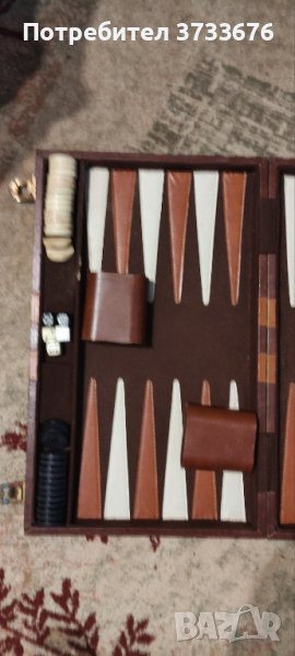 Кожено куфарче изработено за игра на табла.Вътрешноста е облицована с кадифе и кожа- безшумна!!, снимка 1