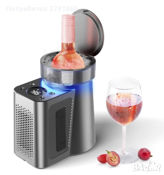 Електрически охладител за вино с LED светлини дигитален дисплей за температура 750мл. за дом,кола, снимка 1