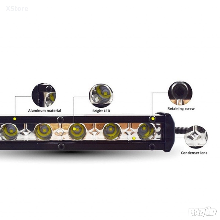 Външен прожектор със шест LED крушки за автомобили и мотоциклети 36 W LED BAR1, снимка 1