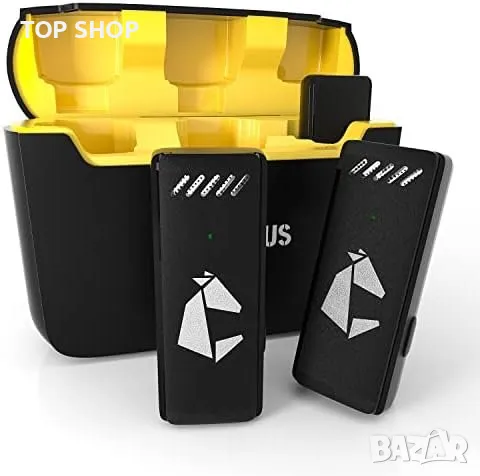 Нови 2 броя Безжични лаважни микрофони за iPhone iPad Android с калъф за зареждане/видеозапис, снимка 1