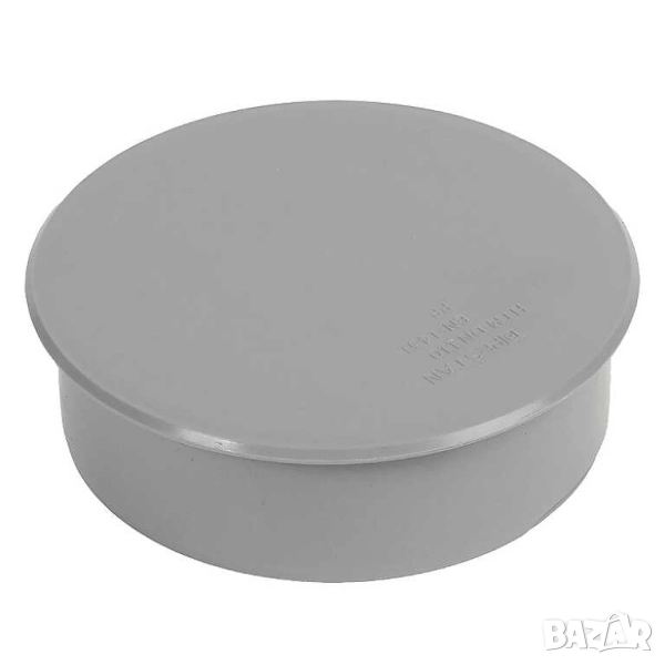 Тапа за канализационна тръба, Ф110, PVC, Сива, снимка 1