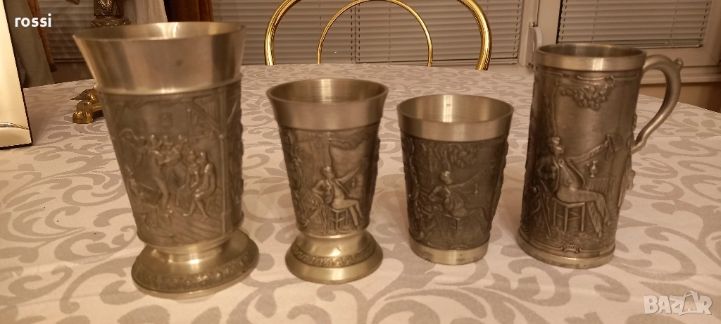 Vintage. Нови! Немски калаени чаши за вино, ракия серия Lindenwirthin, чаша, снимка 1