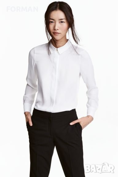 Фина бяла риза с дълъг ръкав - ХС размер , снимка 1