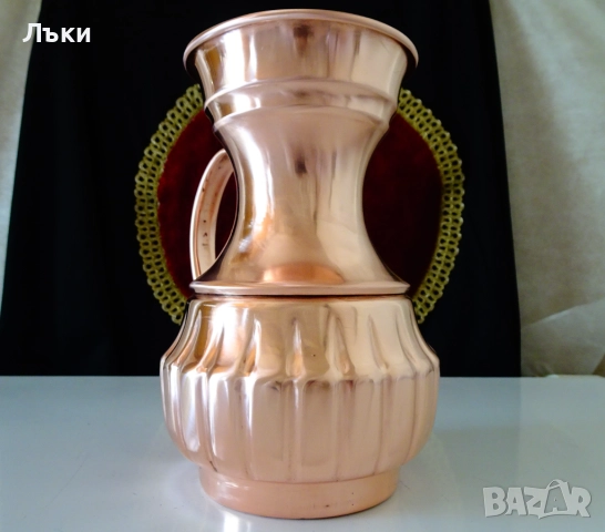 Медна кана,кована чиста червена мед 1.2 л. , снимка 6 - Антикварни и старинни предмети - 51514773