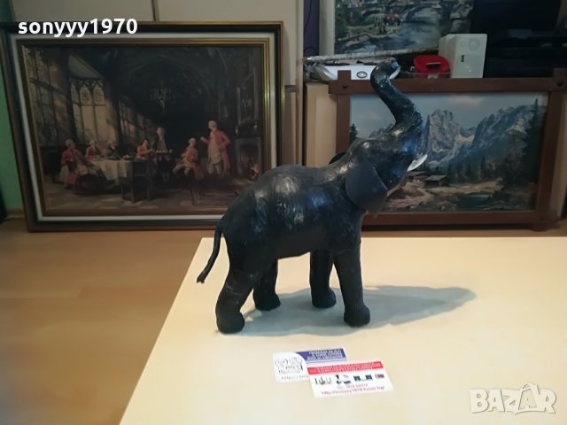 голям кожен слон-35х32х12см-внос швеицария, снимка 9 - Колекции - 28337821