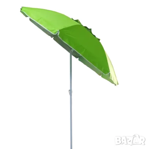 Кръгъл плажен чадър чупещ, зелен/син райе различни размери 1.7м, 2.00м, снимка 2 - Градински мебели, декорация  - 49465195