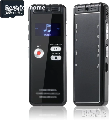 64GB цифров диктофон с гласово активиране и възпроизвеждане