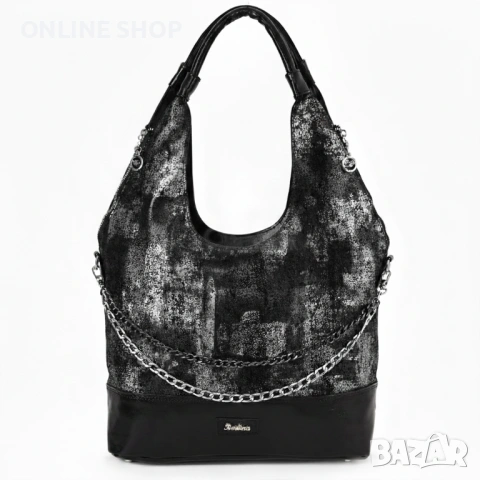 Луксозна Дамска чанта от висококачествена кожа в черен цвят , снимка 2 - Чанти - 53587567